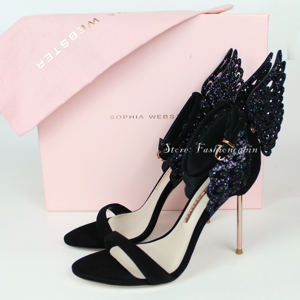 Sophia Webster Evangeline Suede Wing Sandals.